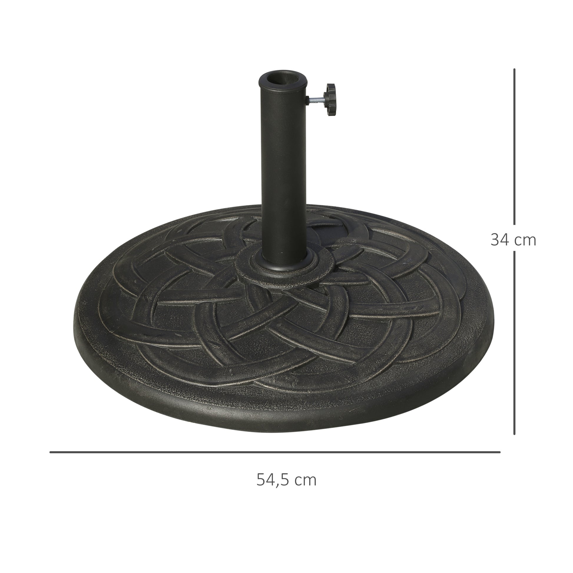 Garden Umbrella Base Net Weight 19 kg Parasol Stand Suitable for 38mm/48mm Mast Resin for Outdoor Terrace Patio Ø54.5x34 cm Bronze