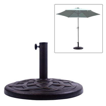 Garden Umbrella Base Net Weight 19 kg Parasol Stand Suitable for 38mm/48mm Mast Resin for Outdoor Terrace Patio Ø54.5x34 cm Bronze