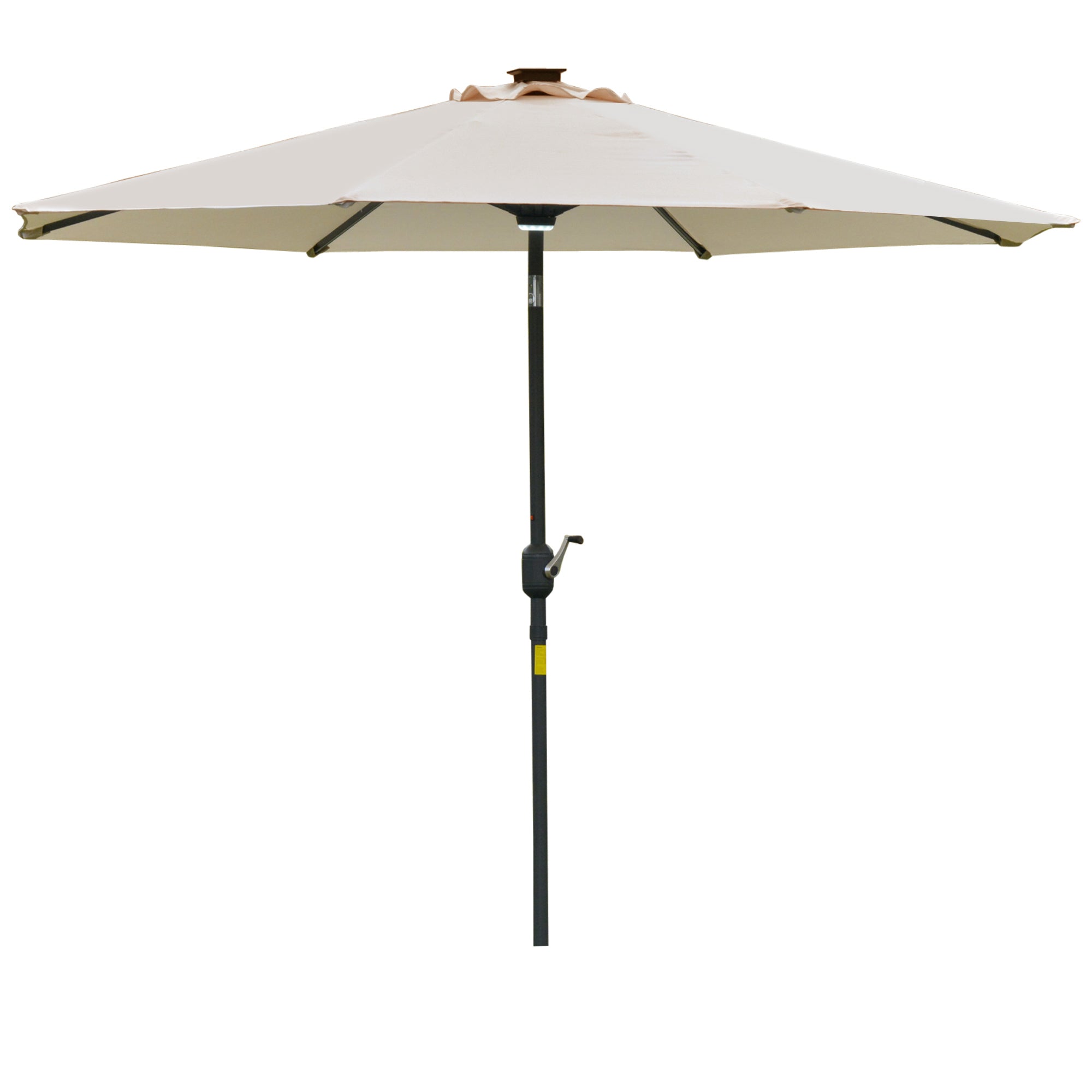 Garden Umbrella Φ270 x 245cm with Crank and Tilt, LED Lights and Solar Panel, Cream White
