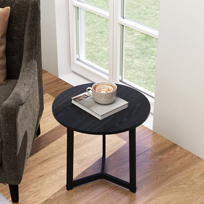 Round Coffee Table 2-Piece Set, Side Table made of MDF and Steel, in modern design, Stackable, Coffee Table Living Room Table for Living Room Bedroom, Black