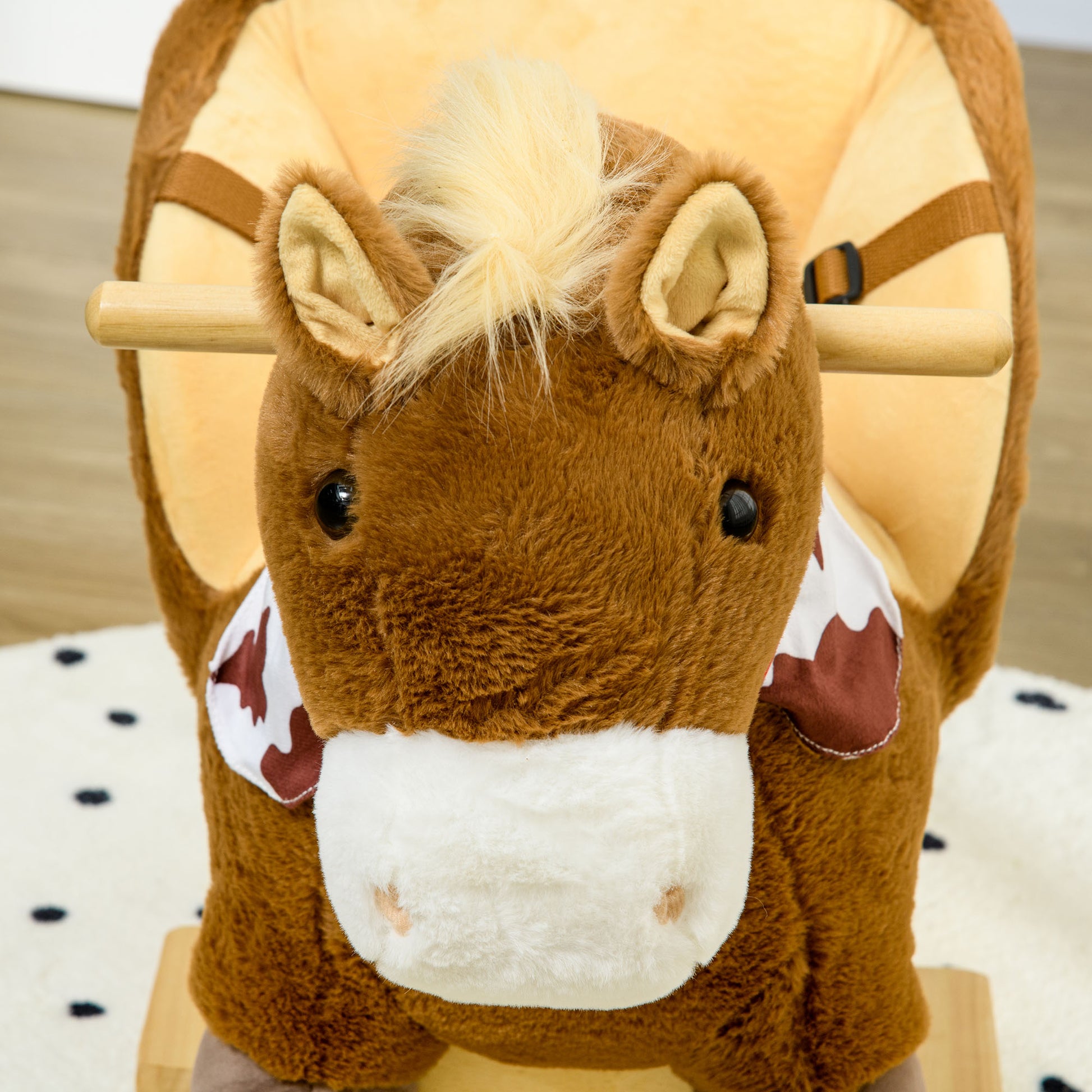 Rocking Horse for Babies 18-36 Months Rocking Horse with Animal Sounds Safety Belt Handlebar and Footrest Load 40 kg 60x33x50 cm Brown