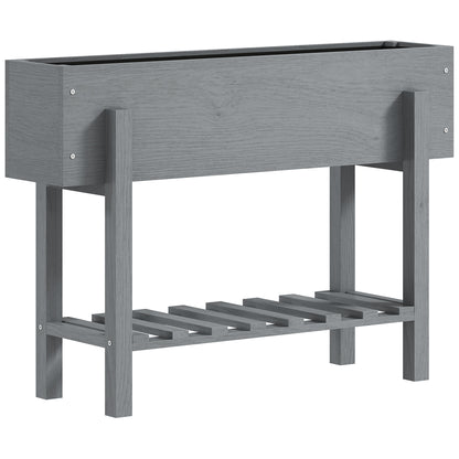Wooden Raised Garden Bed with Shelf Elevated Planter for Growing Flowers Vegetables in Garden Terrace 100x30x70.5 cm Gray