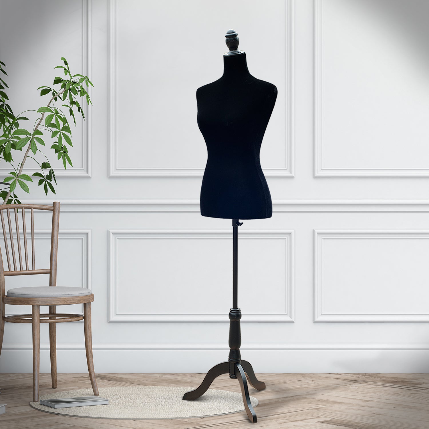 Female Sewing Mannequin Adjustable to 130-168 cm with Wood Tripod for Fashion Photography Clothing Exhibition Black