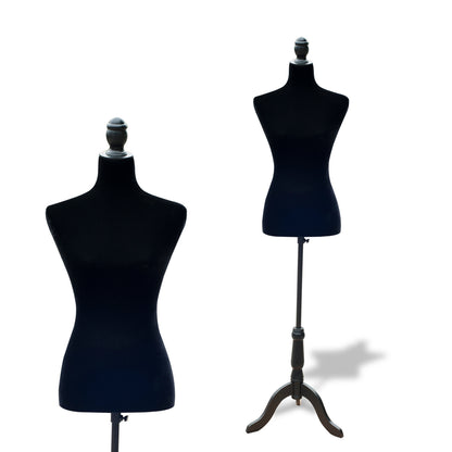 Female Sewing Mannequin Adjustable to 130-168 cm with Wood Tripod for Fashion Photography Clothing Exhibition Black