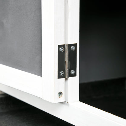 Outdoor Rabbit Hutch for 2 Rabbits in Fir Wood with Bitumen Roof, Removable Tray, and Shared Running Area, 110x60x104 cm, Gray and White