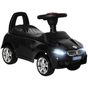 Ride-On Car for Kids 18-36 Months Walker with Headlights Music Horn Steering Wheel Storage Space and Push Handle 63.5x28x36 cm Black