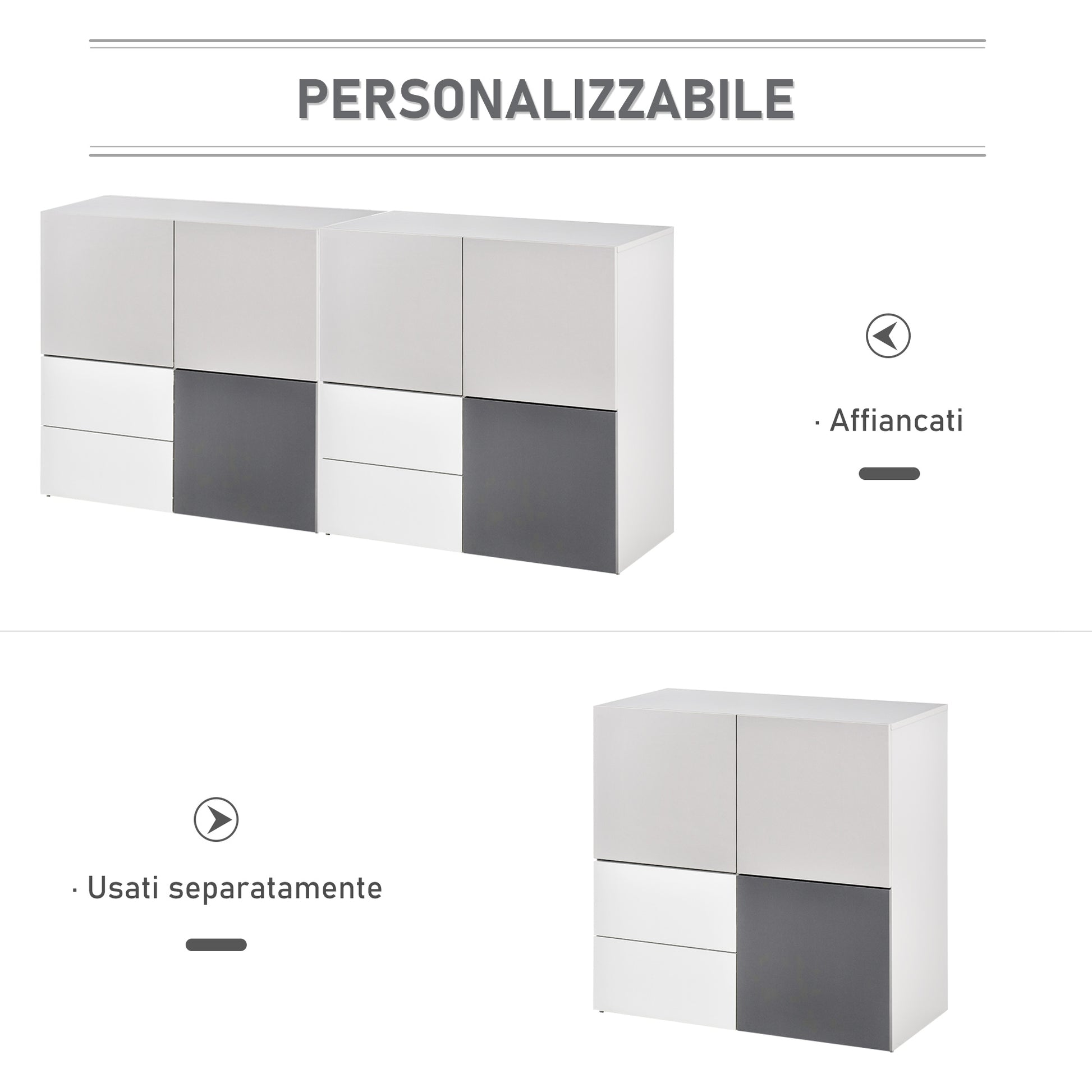 Multipurpose Cabinet with Drawers and Doors in Wood, Furniture for Living Room, Bedroom, Office