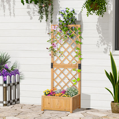 Planter with Trellis for Outdoor or Garden, Climbing Plant Pot in Wood 60x40x160cm