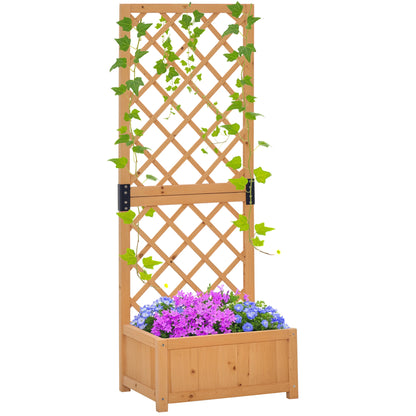 Planter with Trellis for Outdoor or Garden, Climbing Plant Pot in Wood 60x40x160cm