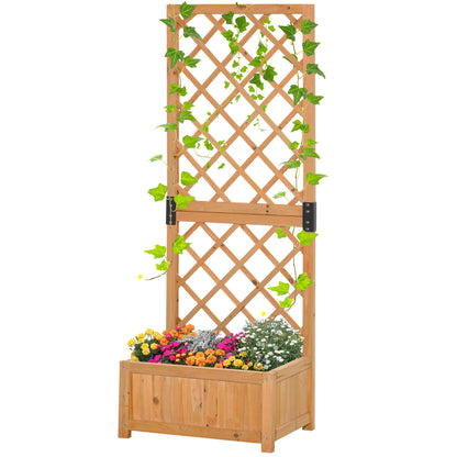Planter with Trellis for Outdoor or Garden, Climbing Plant Pot in Wood 60x40x160cm