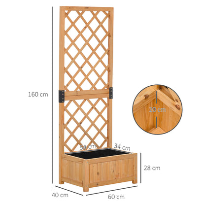 Planter with Trellis for Outdoor or Garden, Climbing Plant Pot in Wood 60x40x160cm