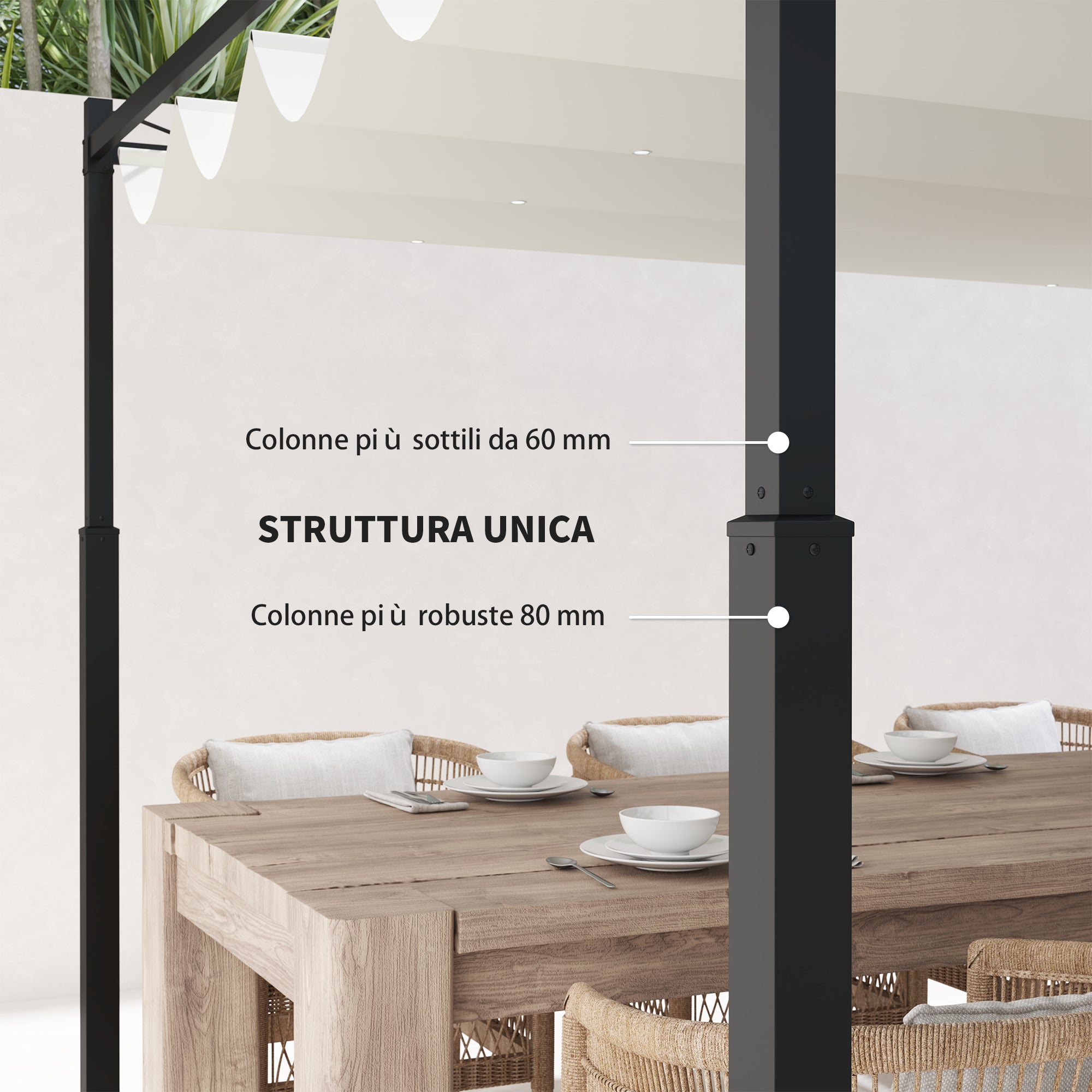 Gazebo Pergola 10x10 ft Pergola with Water-Resistant Retractable Folding Roof, Pergola for Garden Terrace Balcony Veranda Patio Pool Outdoor, Metal Structure, Cream White