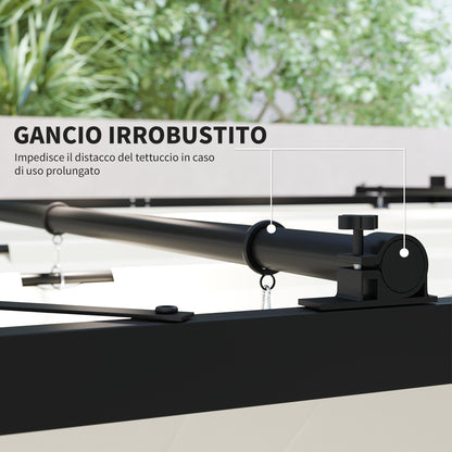 Gazebo Pergola 10x10 ft Pergola with Water-Resistant Retractable Folding Roof, Pergola for Garden Terrace Balcony Veranda Patio Pool Outdoor, Metal Structure, Cream White