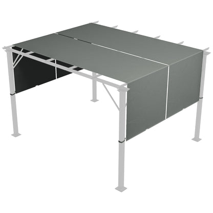 Set of 2 retractable pergola replacement canopies 4.9 x 1.2 m for 3 x 3 m pergola polyester fabric dark gray UV protection