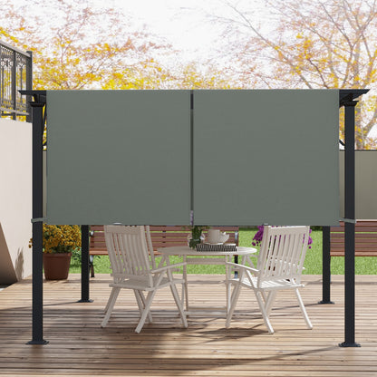 Set of 2 retractable pergola replacement canopies 4.9 x 1.2 m for 3 x 3 m pergola polyester fabric dark gray UV protection