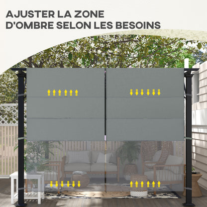 Set of 2 retractable pergola replacement canopies 4.9 x 1.2 m for 3 x 3 m pergola polyester fabric dark gray UV protection