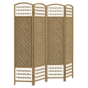 4-Panel Room Divider 160x170 cm Folding Privacy Screen with Paper Rope and Wood Frame Decoration for Bedroom Living Room Natural