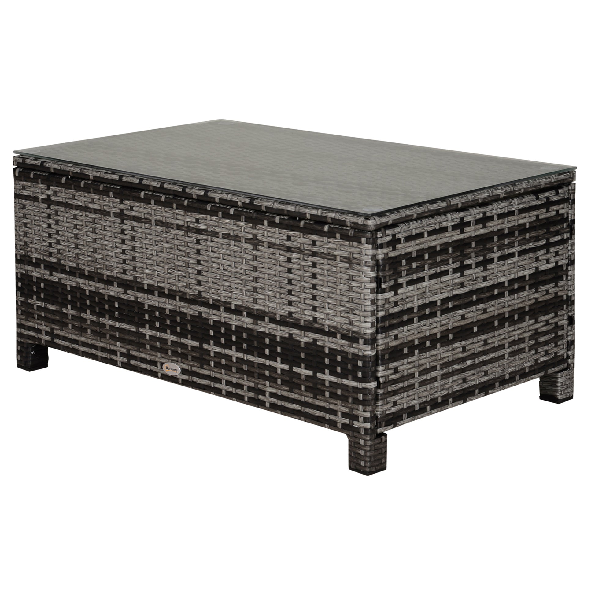 Garden Side Table Coffee Table Patio Table Poly Rattan Gray 85 x 50 x 39 cm