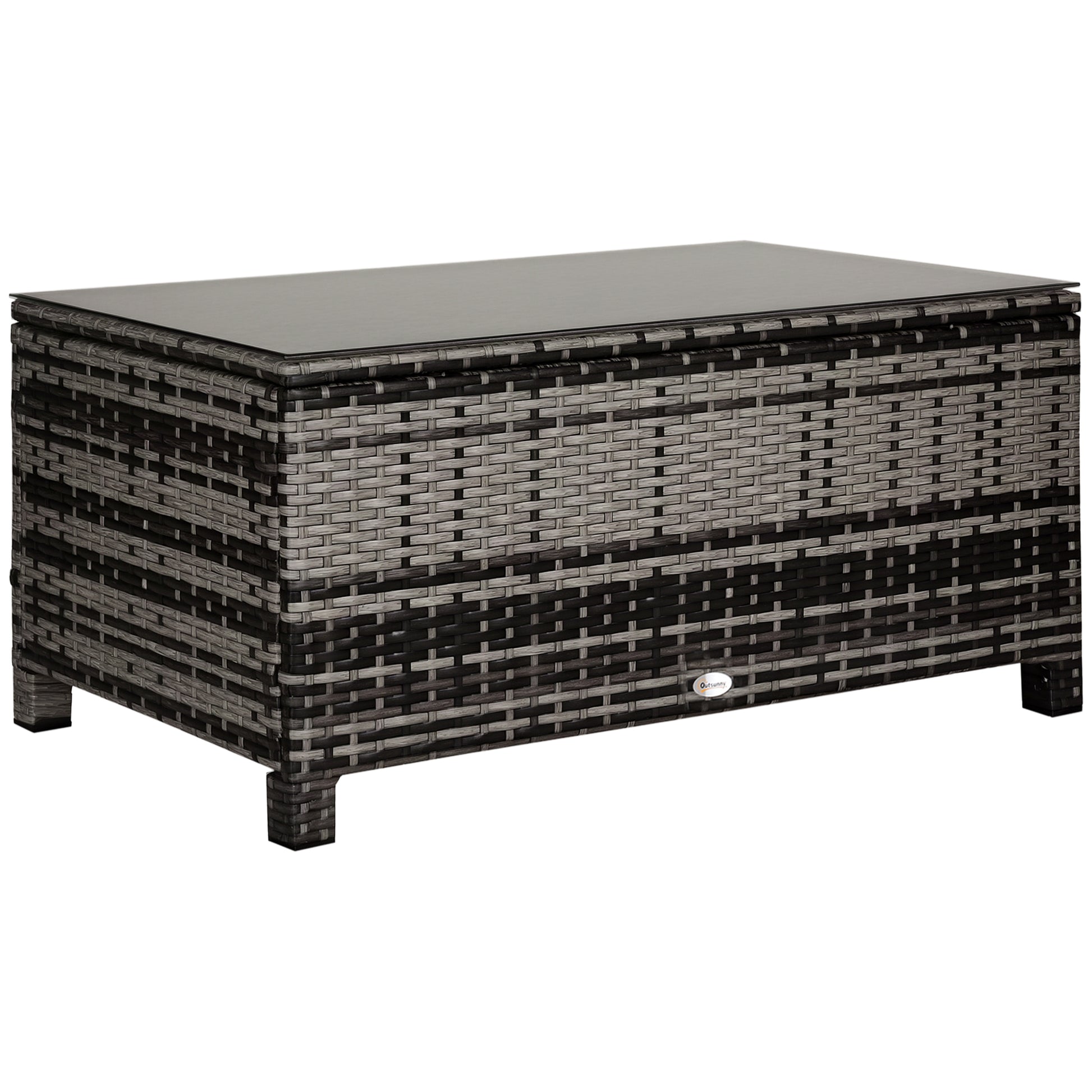 Garden Side Table Coffee Table Patio Table Poly Rattan Gray 85 x 50 x 39 cm