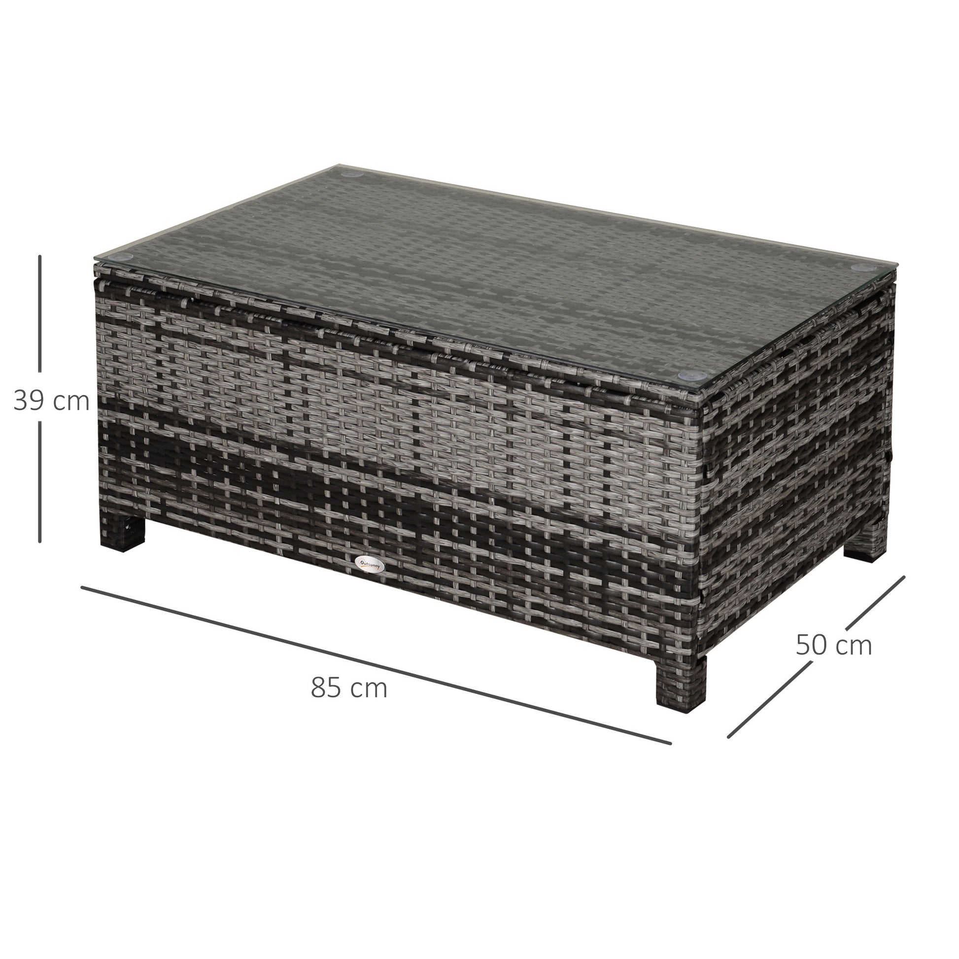 Garden Side Table Coffee Table Patio Table Poly Rattan Gray 85 x 50 x 39 cm