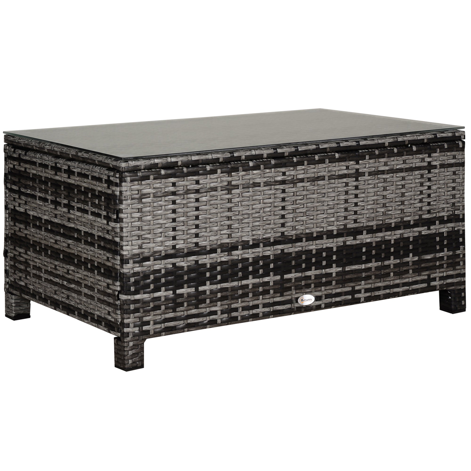 Garden Side Table Coffee Table Patio Table Poly Rattan Gray 85 x 50 x 39 cm