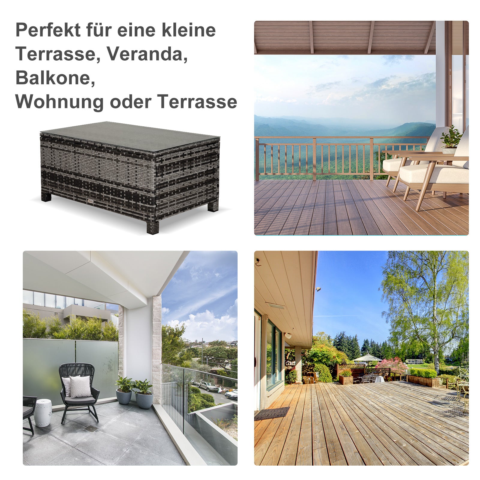 Garden Side Table Coffee Table Patio Table Poly Rattan Gray 85 x 50 x 39 cm