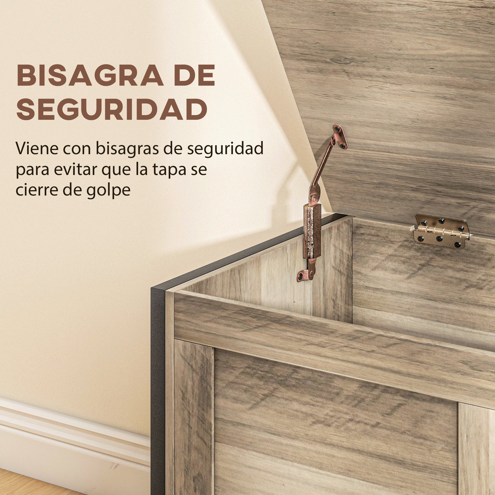 Bedroom Storage Chest 95 L Storage Ottoman with Lid Storage Bench Versatile with Safety Hinge for Hallway Living Room 80x40x50 cm Grayish Brown