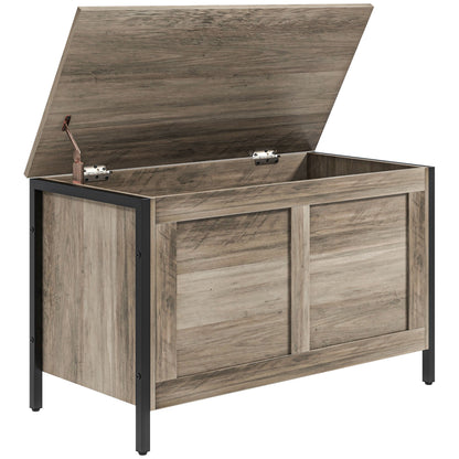 Bedroom Storage Chest 95 L Storage Ottoman with Lid Storage Bench Versatile with Safety Hinge for Hallway Living Room 80x40x50 cm Grayish Brown