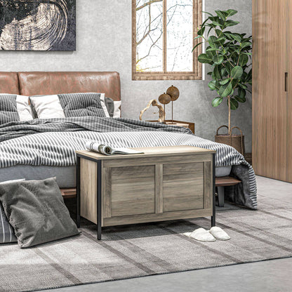 Bedroom Storage Chest 95 L Storage Ottoman with Lid Storage Bench Versatile with Safety Hinge for Hallway Living Room 80x40x50 cm Grayish Brown