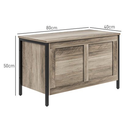 Bedroom Storage Chest 95 L Storage Ottoman with Lid Storage Bench Versatile with Safety Hinge for Hallway Living Room 80x40x50 cm Grayish Brown