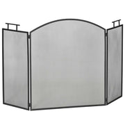 Fireplace Guard Spark Protection Screen with Mesh Iron Screen Fireplace Screen Foldable Three-piece Design Metal Black 110 x 24 x 76.5 cm