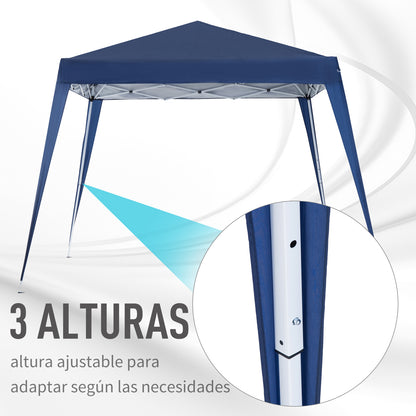 Foldable Tent 2.4x2.4m Garden Gazebo Waterproof Pop-Up Design Steel Frame and Oxford Cover for Outdoor Blue
