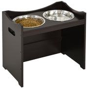 Adjustable Pet Feeding Bowl, Elevated Feeding Station with 2L Stainless Steel Bowl, with Food Stand, Handle, Dog Bar for All Dog Sizes, Coffee