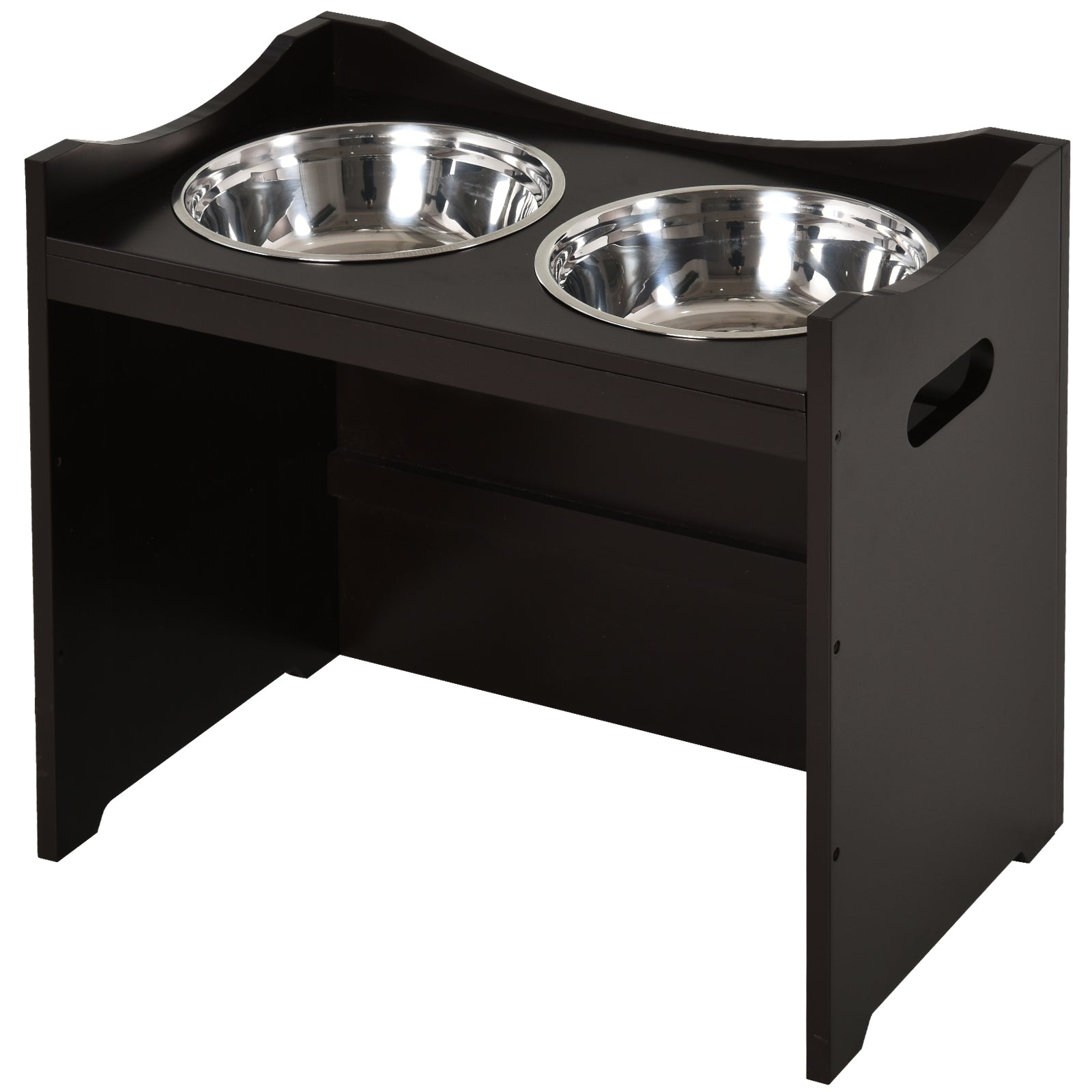 Adjustable Pet Feeding Bowl, Elevated Feeding Station with 2L Stainless Steel Bowl, with Food Stand, Handle, Dog Bar for All Dog Sizes, Coffee