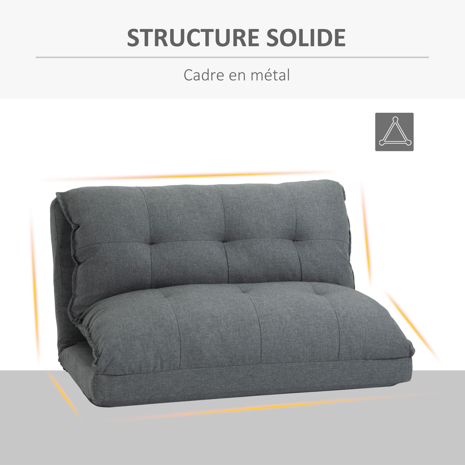 Lazy Floor Armchair Padded Convertible Armchair Living Room Chair - Spare Mattress - 13-Position Adjustable Backrest - Gray Linen Fabric