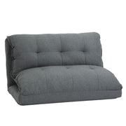 Lazy Floor Armchair Padded Convertible Armchair Living Room Chair - Spare Mattress - 13-Position Adjustable Backrest - Gray Linen Fabric