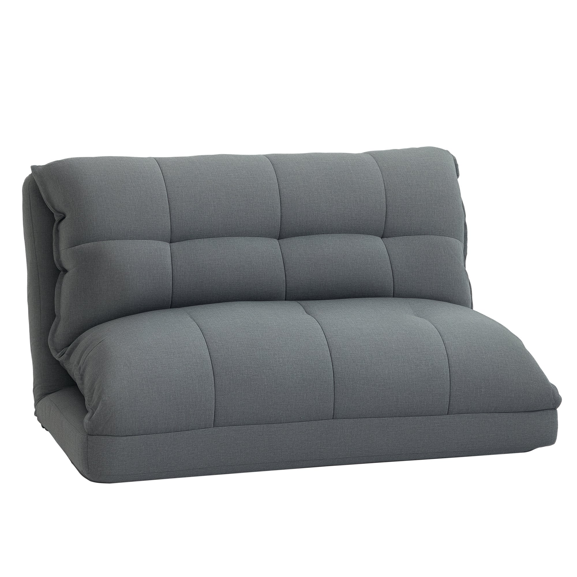 Lazy Floor Armchair Padded Convertible Armchair Living Room Chair - Spare Mattress - 13-Position Adjustable Backrest - Gray Linen Fabric
