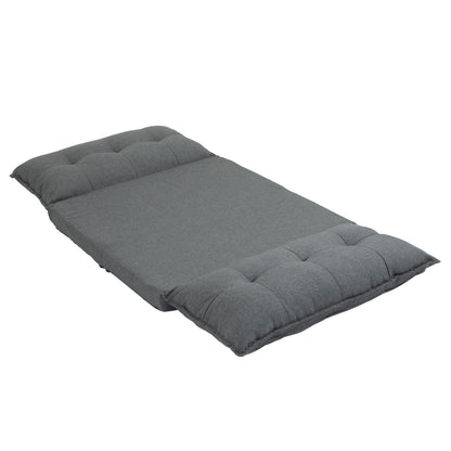 Lazy Floor Armchair Padded Convertible Armchair Living Room Chair - Spare Mattress - 13-Position Adjustable Backrest - Gray Linen Fabric