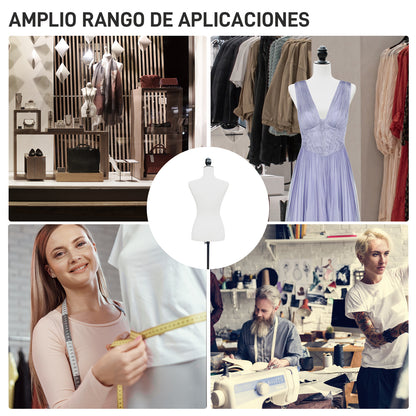 Sewing Mannequin Female Mannequin Adjustable to 130-168 cm with Wooden Tripod 50 Colored Pins for Fashion Photography Exhibition White