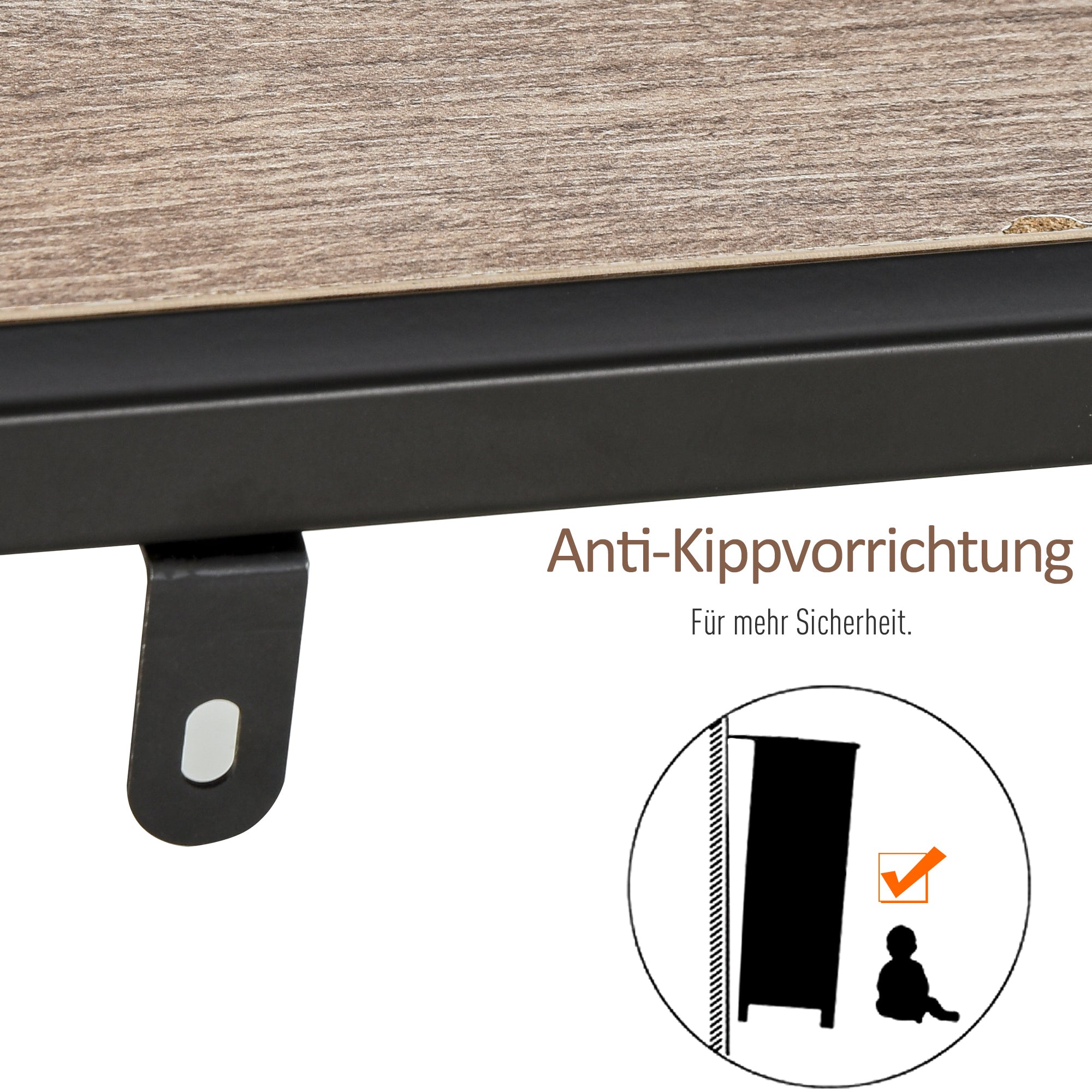 Standing Shelf, Bookshelf Storage Shelf Industrial Style, File Shelf, Kitchen Shelf, P2 Particle Board, Metal, Black + Light Oak, 120 x 32 x 95 cm