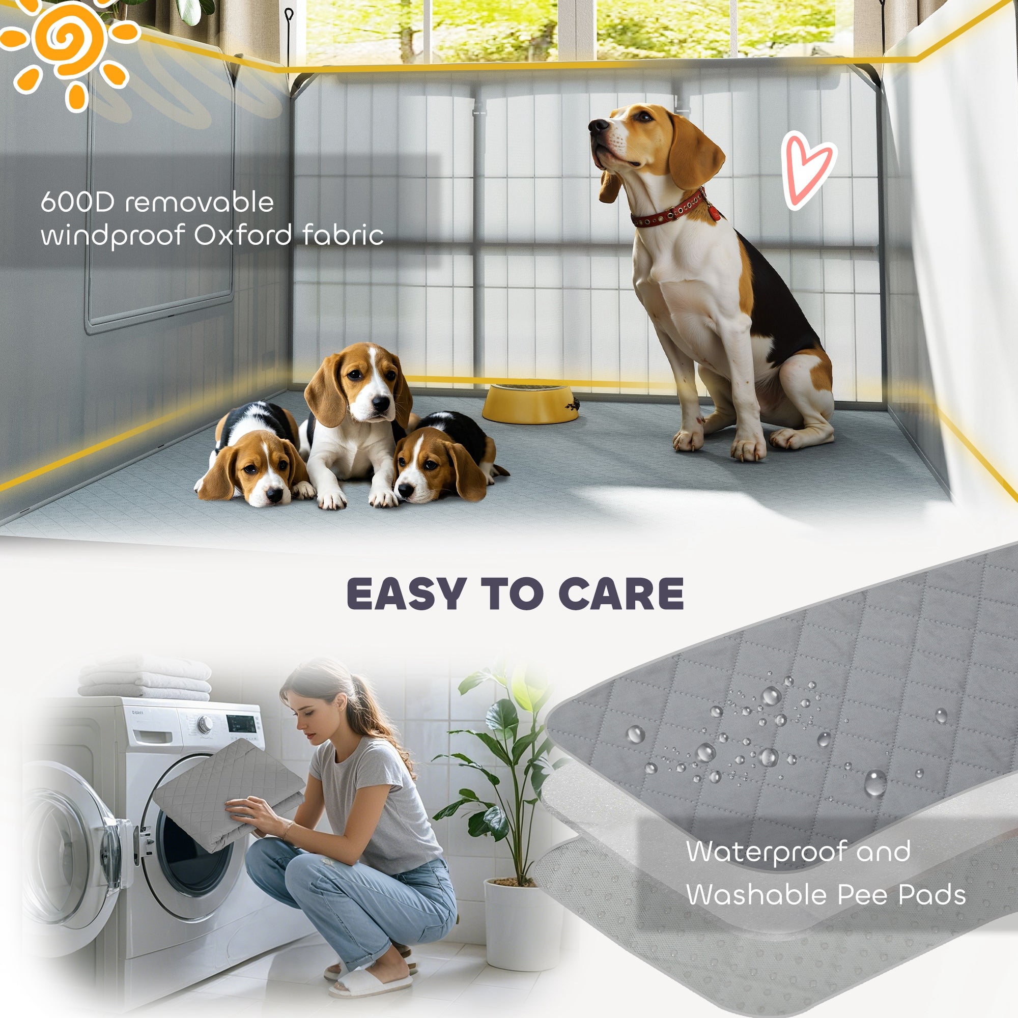 7-Panel Whelping Pen & Puppy Playpen with Washable Birth Pad, 80 x 40.2 x 23.6 in, Black (for Small/Medium Dogs)
