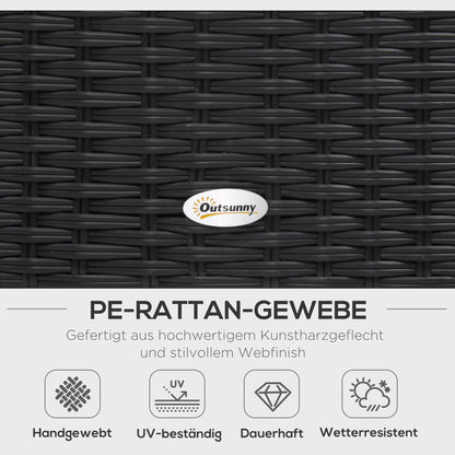 4-piece Luxury Poly Rattan Garden Set Garden Furniture Lounge Set Lounge Furniture incl. Shelves and Side Table Seat Cushion Black