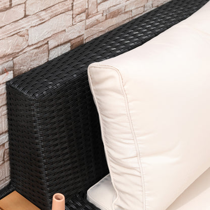 4-piece Luxury Poly Rattan Garden Set Garden Furniture Lounge Set Lounge Furniture incl. Shelves and Side Table Seat Cushion Black