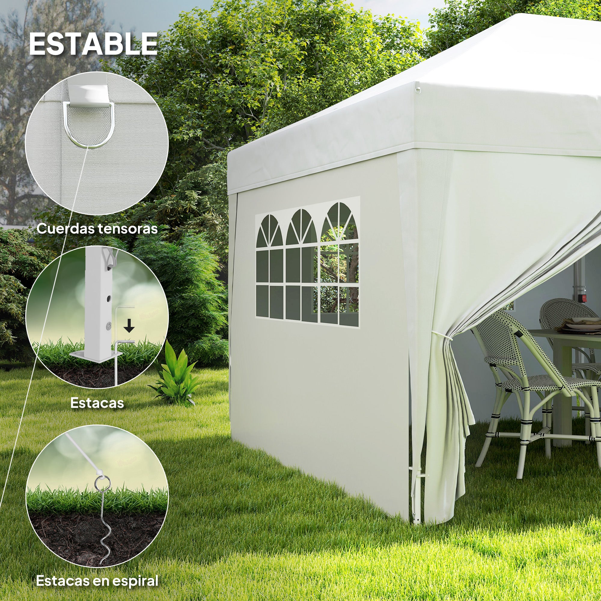 Foldable Gazebo 6x3 m with 6 Removable Side Walls Waterproof Anti-UV and Carrying Bag Garden Pavilion for Camping Parties White