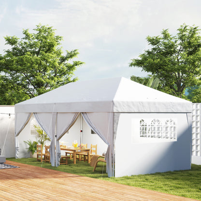 Foldable Gazebo 6x3 m with 6 Removable Side Walls Waterproof Anti-UV and Carrying Bag Garden Pavilion for Camping Parties White