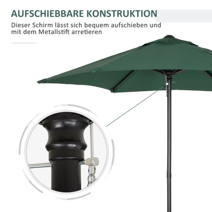 Umbrella Ø196 cm, hexagonal balcony umbrella beach umbrella windproof stable market umbrella crank umbrella sun protection for beach balcony garden, Green