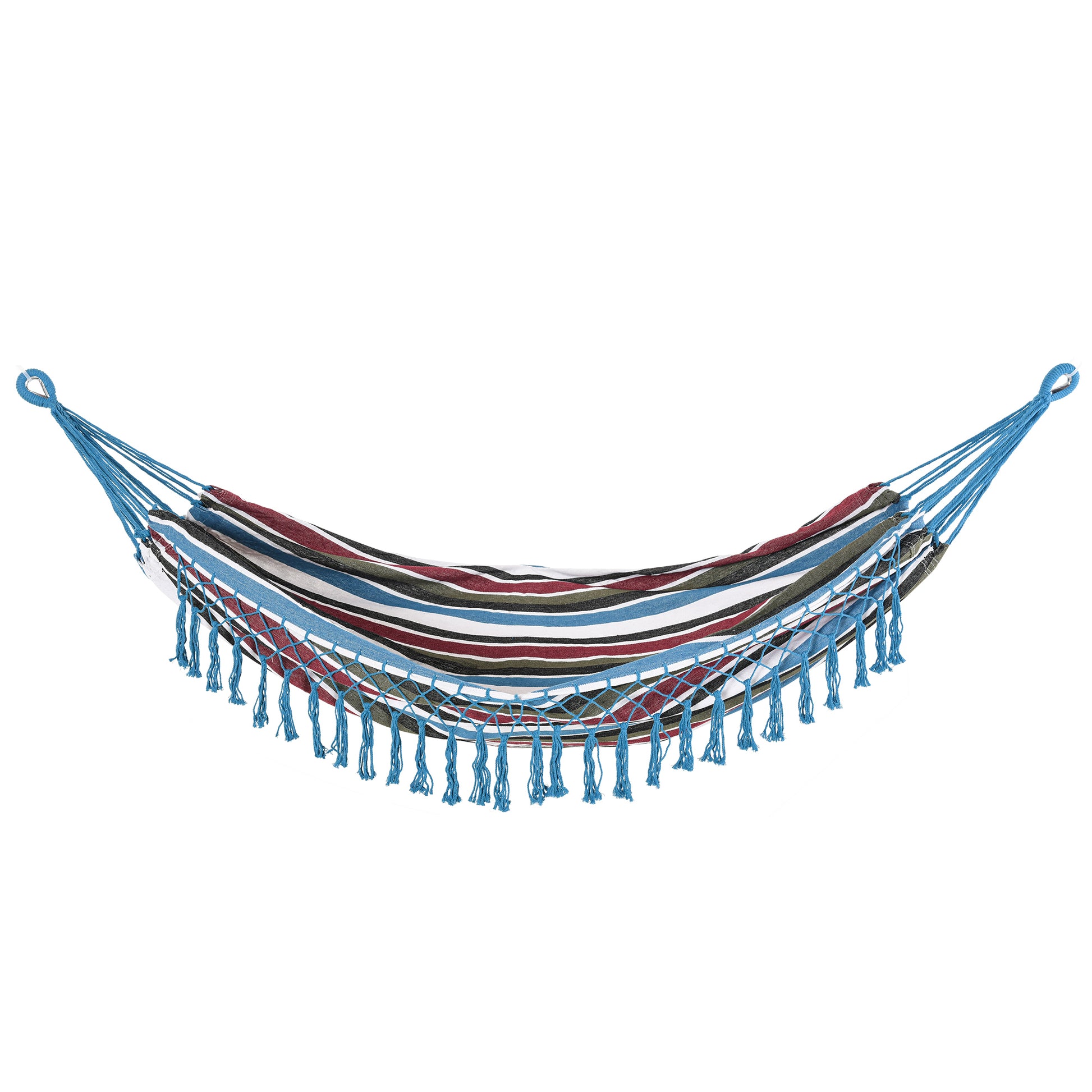 Portable Double Cotton Hammock 285x150 cm with Carry Bag for Outdoor Patio Garden Beach Camping Load 120 kg Multicolor