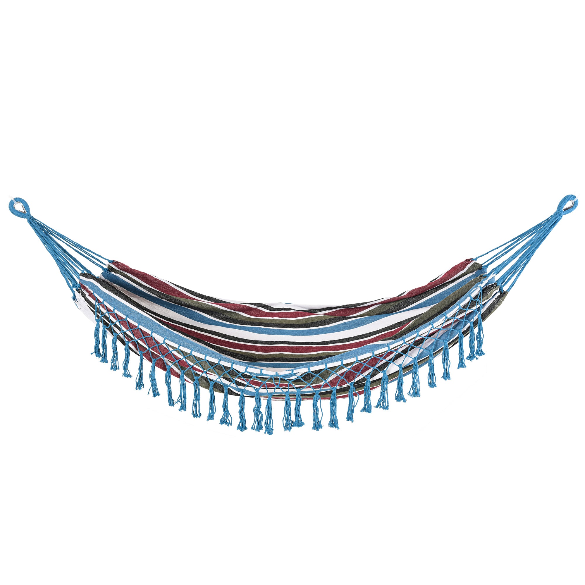 Portable Double Cotton Hammock 285x150 cm with Carry Bag for Outdoor Patio Garden Beach Camping Load 120 kg Multicolor