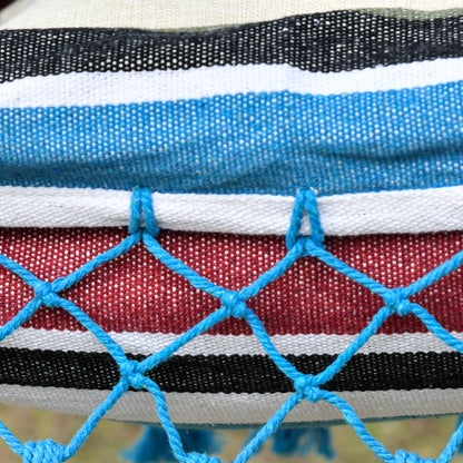 Portable Double Cotton Hammock 285x150 cm with Carry Bag for Outdoor Patio Garden Beach Camping Load 120 kg Multicolor