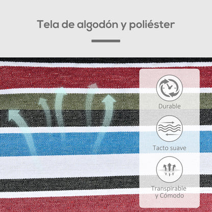 Portable Double Cotton Hammock 285x150 cm with Carry Bag for Outdoor Patio Garden Beach Camping Load 120 kg Multicolor